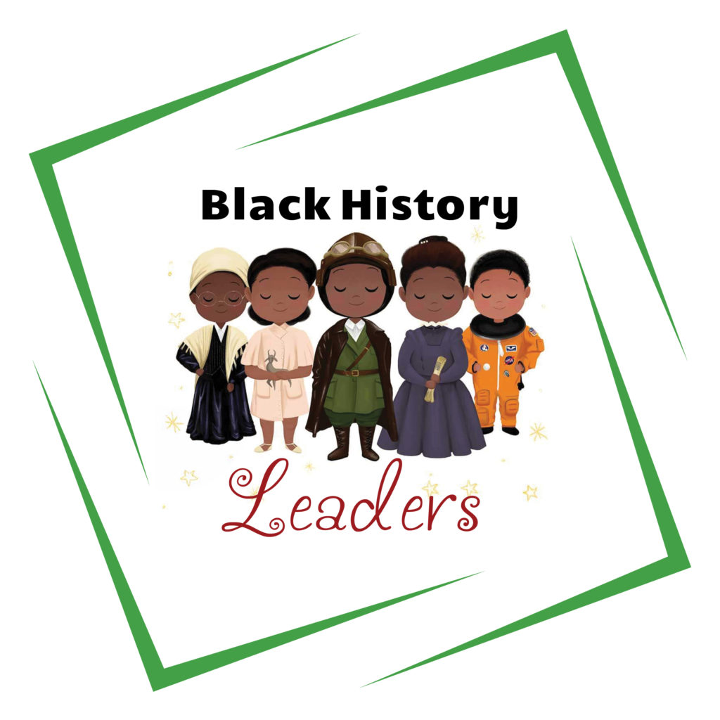 Illustrations of representations of five black history leaders