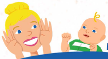 clip art of mother playing peek-a-boo with baby