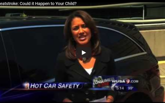 screen shot for video called heatstroke: could it happen to your child with a news reporter talking in front of a car