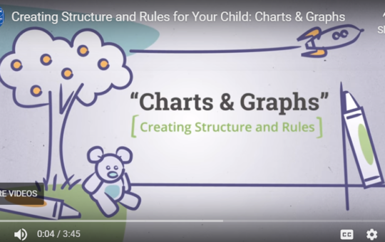 screenshot of video title Charts and Graphs, Creating Structure and Rules with graphics of hand-drawn tree, crayons, bears and spaceship
