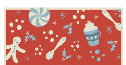 Holiday gingerbread, coco, candy, spoons.