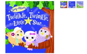 Twinkle Twinkle Little Star - Children s Padded Board Book by Susie Linn little colorful birds wearing night caps sitting on a tree branch.