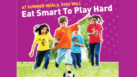 Eat Smart To Play Hard featuring kids playing soccer.