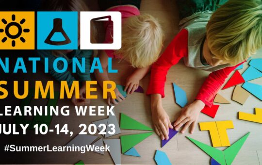 National Summer Learning Week July 10-14, 2023 #SummerLearningWeek featuring children playing with a puzzle.